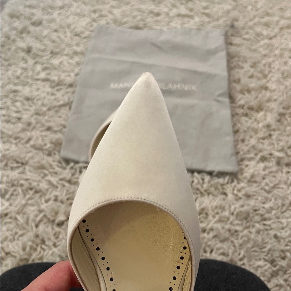 Manolo Blahnik White Slingback Kitten Heel - Picture 11 of 14